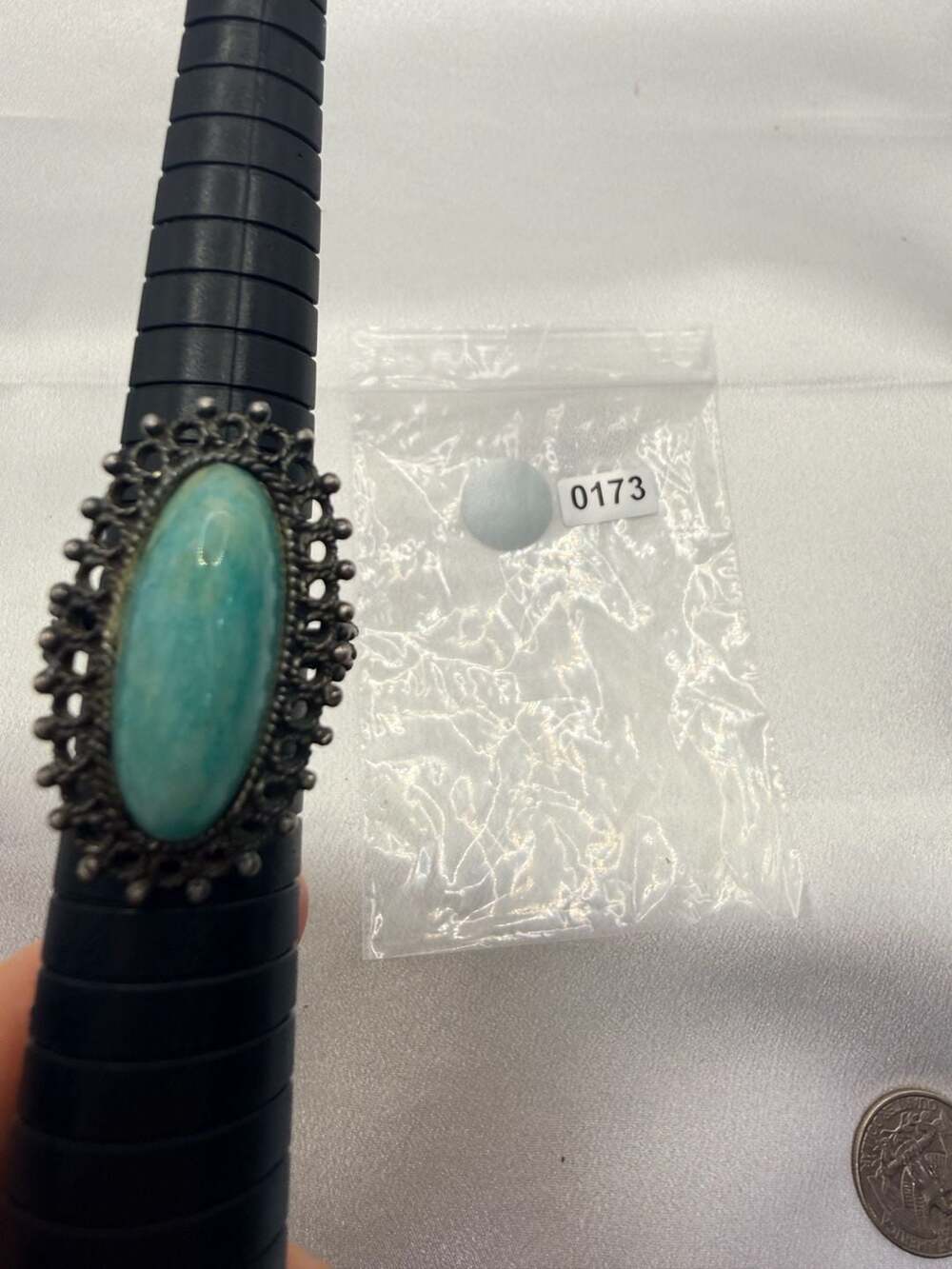 Mikkelborg Sterling Silver  plated Amazonite Ring Size 7